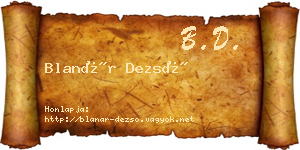 Blanár Dezső névjegykártya